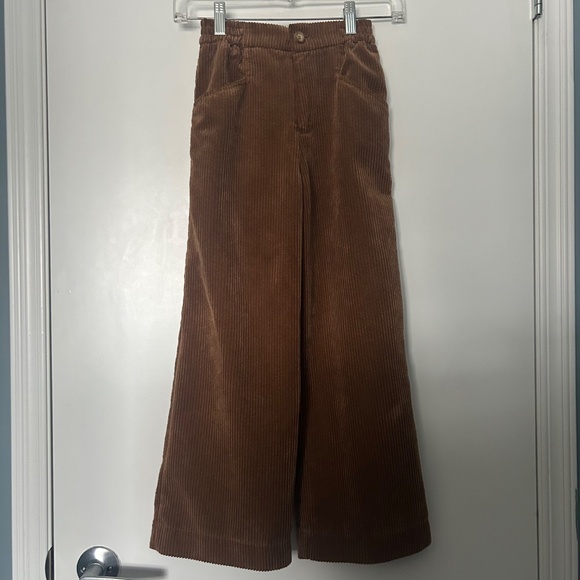 Zara Kids Brown High Waist Wide Leg Brown Corduroy Pants - Picture 3 of 16